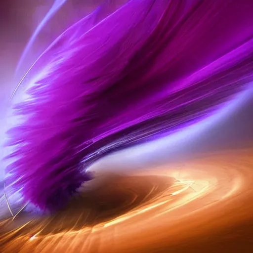 Image similar to amazing photo of a purple tornado in the shape of a tornado, digital art, beautiful dramatic lighting