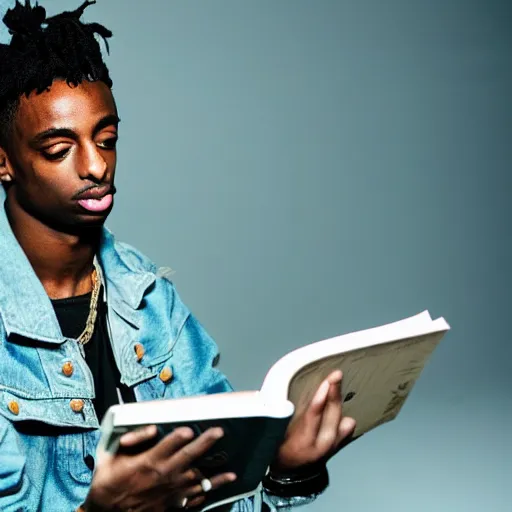 Image similar to playboi carti reading the bible 4 k detailed