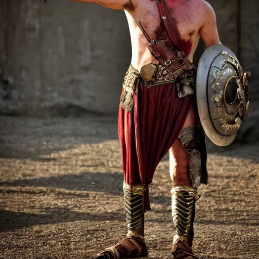 Image similar to photo of aaron paul as a roman gladiator, full shot, depth of field, f / 4, 1 / 2 0 0 s, iso 4 0 0