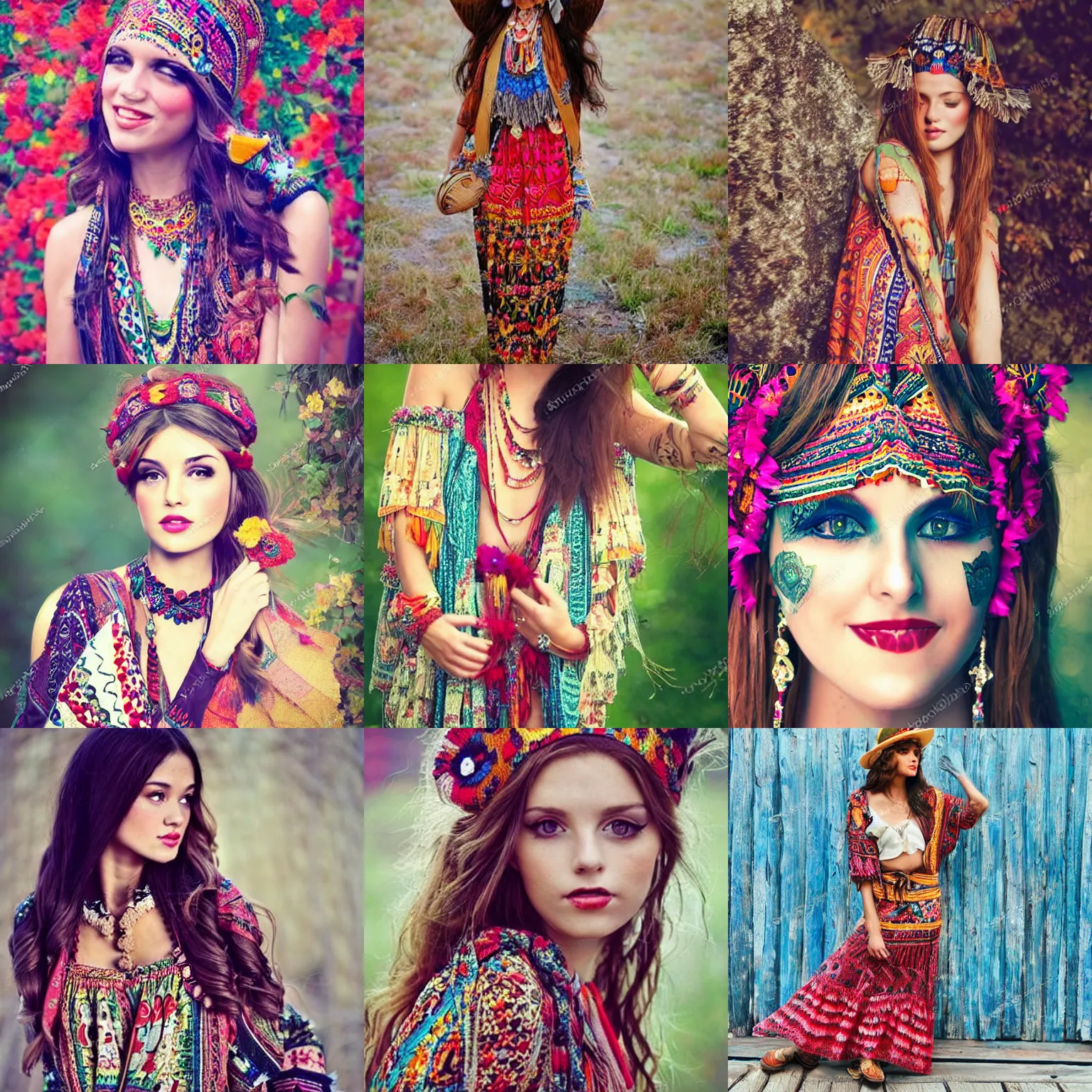 Image similar to pretty girl in bohemian style