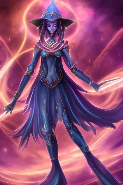 Image similar to beautiful dark magician girl, full body, mystical, ultra detailed, 4k