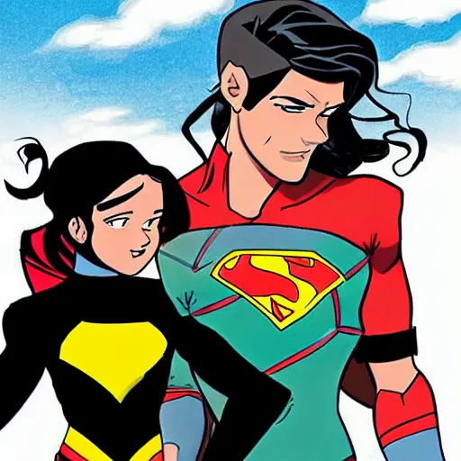 Prompt: robin and wondergirl from young justice, comic style, romantic