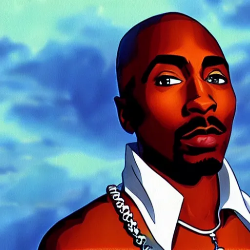 Image similar to Tupac Shakur, screenshot from a 2012s anime