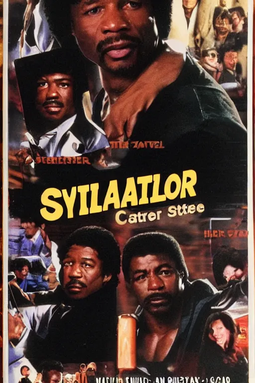 Prompt: slyvester stalone and carl weathers 1 9 9 0 s vhs box art, romantic comedy, kissing booth, highschool, highly detailed, hd, realism