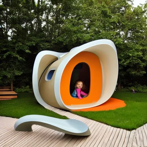 Image similar to childrens backyard playhouse designed by zaha hadid