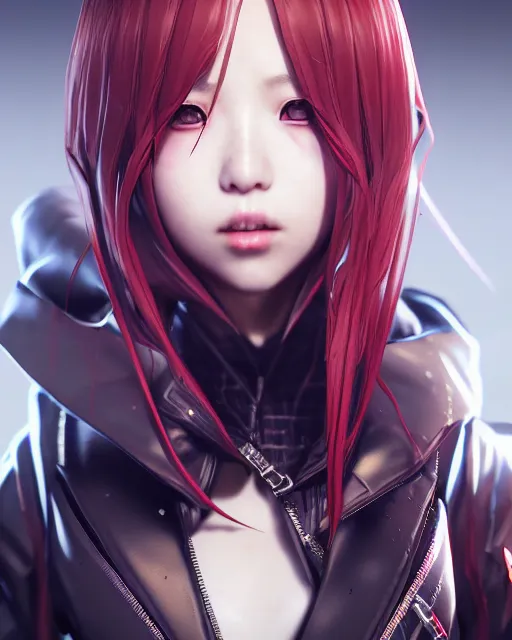 Image similar to beautiful portrait of code vein character, nayeon from twice in code vein in the style of WLOP, artgerm, yasutomo oka, rendered in unreal engine and redshift octane , dynamic dramatic lighting, soft lighting, imagine fx, artstation, cgsociety, by Bandai Namco artist