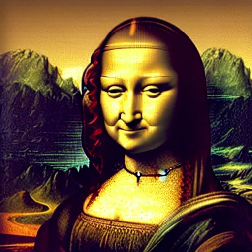 Prompt: monalisa in the style of BEEPLE, in the style of BEEPLE, in the style of BEEPLE, in the style of BEEPLE, in the style of BEEPLE, in the style of BEEPLE