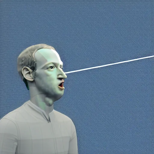 Prompt: a 3d render of mark zuckerburg half human half cow getting his udders milked, in the style of beeple,