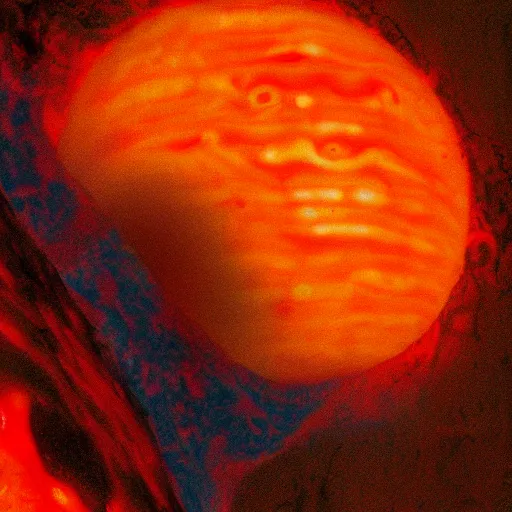 Image similar to alien swimming in lava on Jupiter, award winning photograph