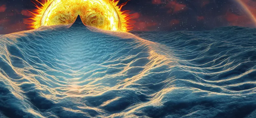 Image similar to the god that lives inside the sun, digital art, extreme detail