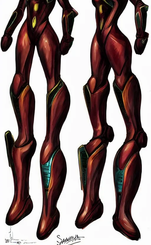 Image similar to samus aran bioorganic varia suit, energetic varia suit, full body portrait, highly detailed, intricate, concept art, vertical portrait