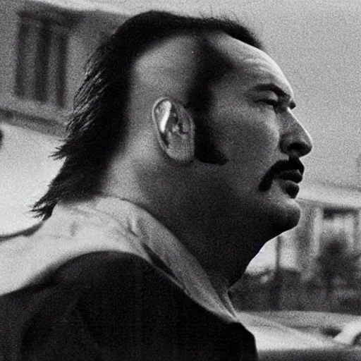 Prompt: steven seagal as sonny crockett in miami vice, realistic gritty film photograph