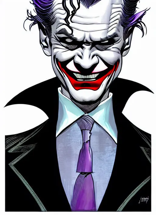 Prompt: Neil Patrick Harris as the Joker, full shot, concept art, illustration by John Romita Jr.