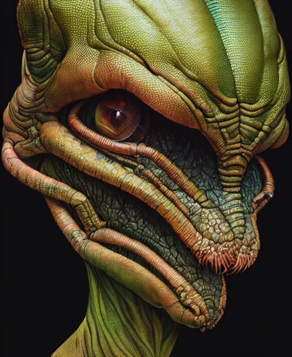 Prompt: intricate earth - toned portrait of a scary alien insect creature, mottling coloring, adorable, childlike, overgrown environment, ultra realistic, concept art, maximalist, photorealistic, octane render, 8 k, unreal engine. art by christopher marley and artgerm and greg rutkowski and alphonse mucha