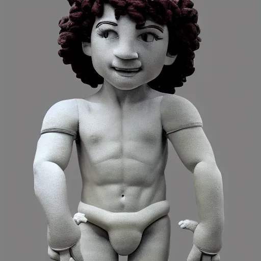 Prompt: plush toy sculpture of david by michelangelo