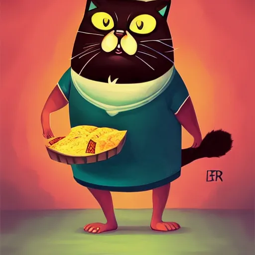 Prompt: angry fat cat full of rage holding a bag of taco bell, by cyril rolando and naomi okubo and dan mumford and ricardo bofill, HD, 4k