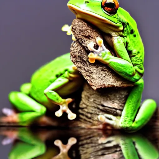 Prompt: frogs stacked on top of each other, HD nature photography, 4k