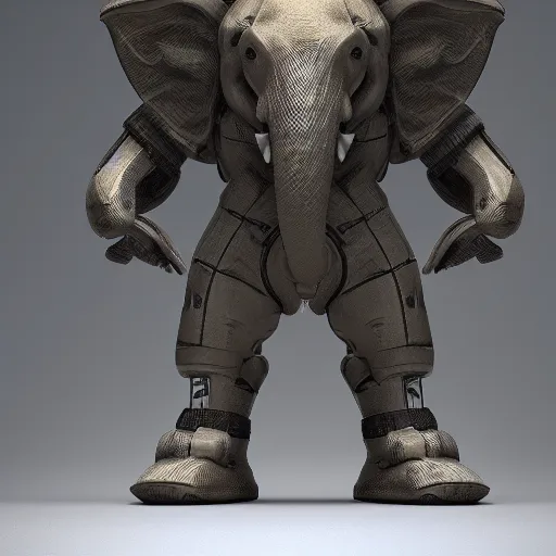 Image similar to cybernetic elephant guardian, bipedal, octane rendered