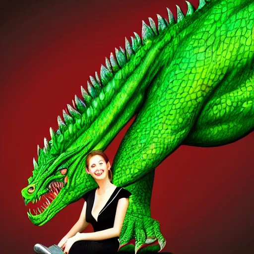 Image similar to realistic, full body portrait, painting, large green dragon, kodachrome, cgi, hd, detailed