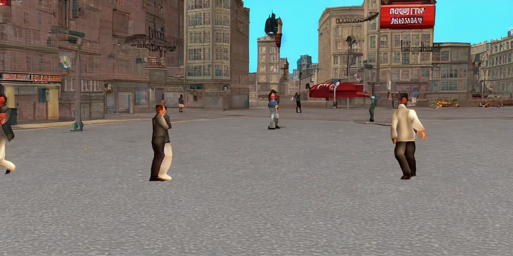 Prompt: Seinfeld PS1 game, third person, gameplay screenshot