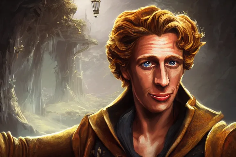 Prompt: Guybrush Threepwood, fantasy, portrait, sharp focus, intricate, elegant, digital painting, artstation, matte, highly detailed, concept art, illustration, ambient lighting, art by Jonatan Iversen-Ejve