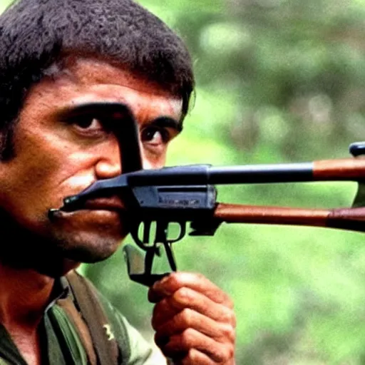 Image similar to A still of Obama as Rambo in Rambo First Blood (1982)