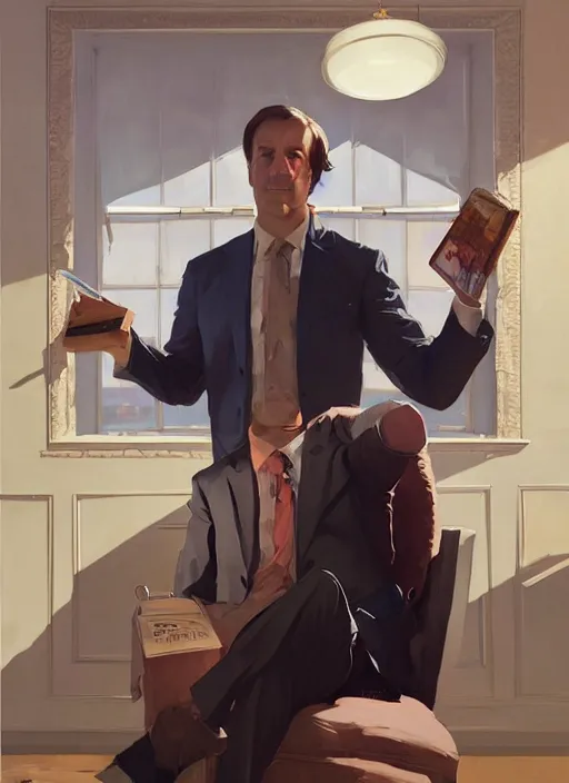 Image similar to portrait of saul goodman, portrait of saul goodman, lawyer clothing, painting by sargent and leyendecker, asymmetrical, intricate, elegant, matte painting, illustration,, by rhads, by greg rutkowski, by greg tocchini, by james gilleard, by joe fenton