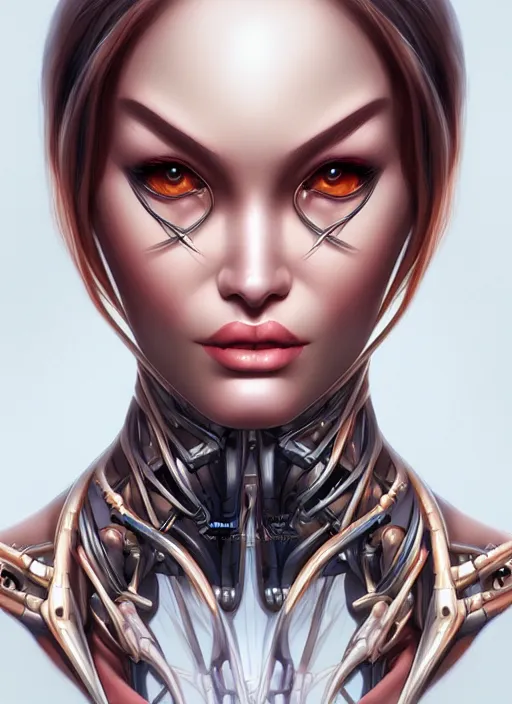 Prompt: portrait of a cy woman by Artgerm, biomechanical, hyper detailled, trending on artstation