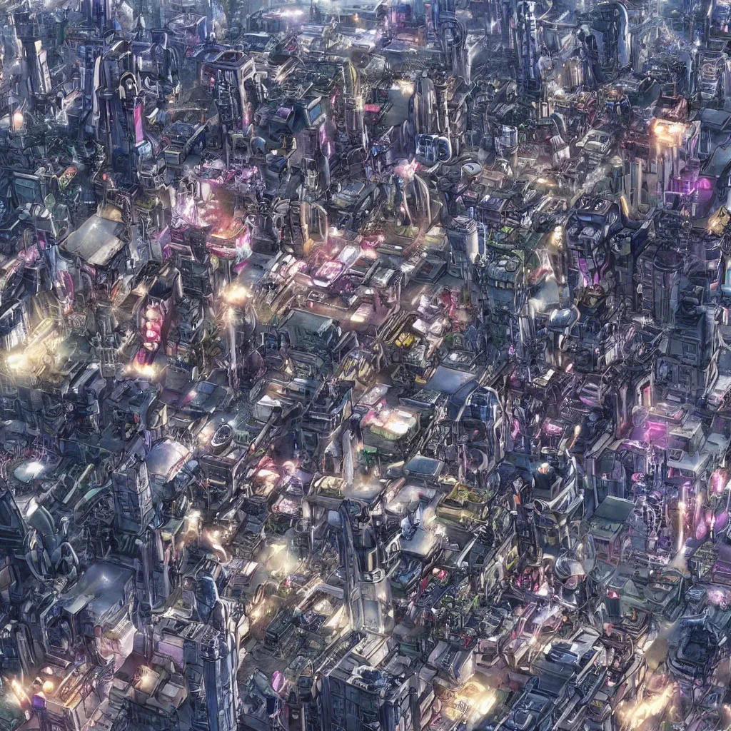 Image similar to photo of zalem city in alita battle angel, by yukito kishiro