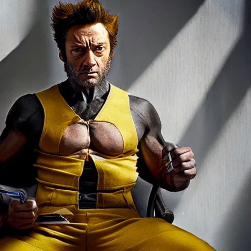 Prompt: photo of wolverine doing late art