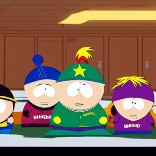 Prompt: South Park live action movie, 35 mm, panavision, still from the movie