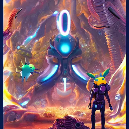 Image similar to biopunk pokemon poster, Pixar style, by Tristan Eaton Stanley Artgerm and Tom Bagshaw.