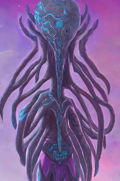 Image similar to an in game portrait of a mind flayer from the legend of zelda breath of the wild, breath of the wild art style.