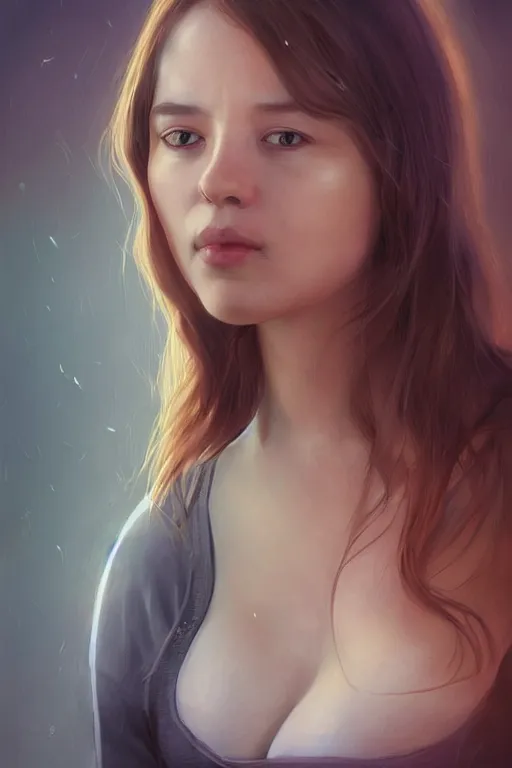 Image similar to full-length portrait of pregnant woman under street light, highly detailed, sharp focused, ultra realistic digital concept art by Artgerm, face by Alyssa Monks