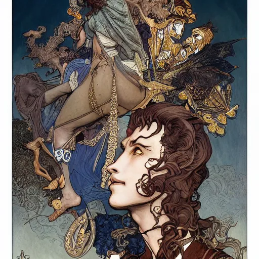 Prompt: a detailed picture of harrier du bois's bizarre adventure, intricate, elegant, highly detailed, digital painting, artstation, concept art, matte, sharp focus, illustration, art by rebecca guay and by arthur rackham and by alphonse mucha and by john william waterhouse
