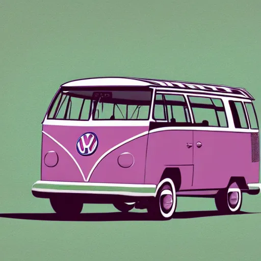 Image similar to illustration of an old van volkswagen, may 6 8, pastel colors, cool, hippie by studio muti