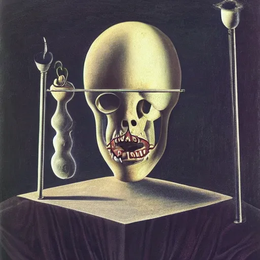 Prompt: benjamin netanyahu, memento mori, vanitas vanitatum omnia vanitas, by salvador dali and rene magritte