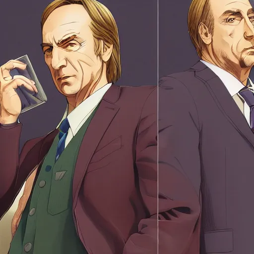 Image similar to Better Call Saul, Light Novel cover illustration by Tomoyuki Yamasaki, Kyoto Studio, Madhouse, Ufotable, detailed HD, trending on artstation