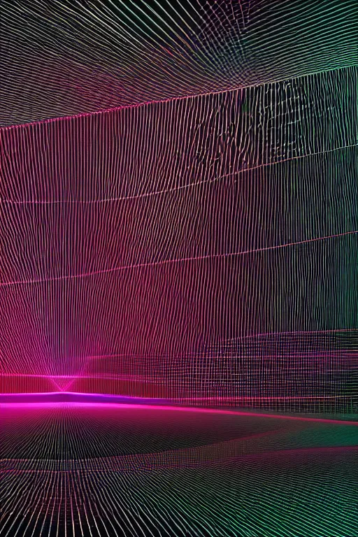 Image similar to very dark image of a neon - colored abstract intricate 3 d arc of light in a ultra black background, blender maya unreal engine, octane render vray,