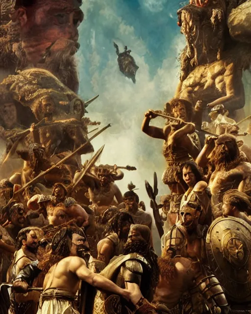 Prompt: Movie poster of the Punic Wars, Highly Detailed, Dramatic, Heroes, A master piece of storytelling, wide angle, cinematic shot, highly detailed, cinematic lighting, by frank frazetta + ilya repin , 8k, hd, high resolution print