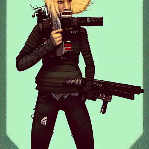 Image similar to a portrait of an anthropomorphic cyberpunk blond terrier! holding a shotgun, fantasy, elegant, digital painting, artstation, concept art, matte, sharp focus, illustration, art by josan gonzalez