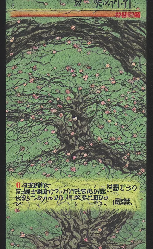 Prompt: by akio watanabe, manga art, tree lead clover on the soil, trading card front