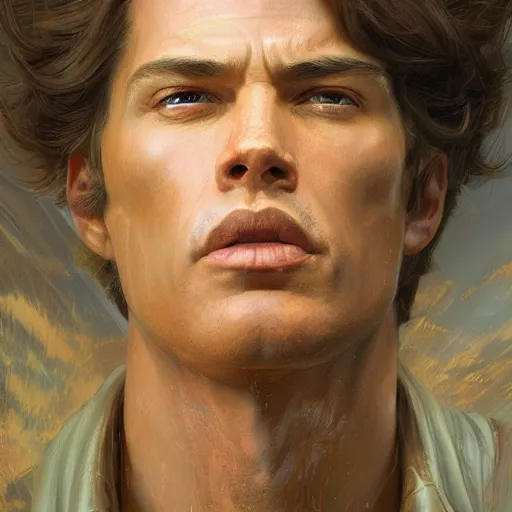 Image similar to Virgil, detailed, centered, digital painting, artstation, concept art, donato giancola, Joseph Christian Leyendecker, WLOP, Boris Vallejo, Breathtaking, 8k resolution, extremely detailed, beautiful, establishing shot, artistic, hyperrealistic, beautiful face, octane render, cinematic lighting, dramatic lighting, DMC, masterpiece