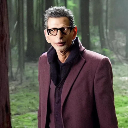 Prompt: Jeff Goldblum is a member of The Volturi in a scene from the Twilight Saga