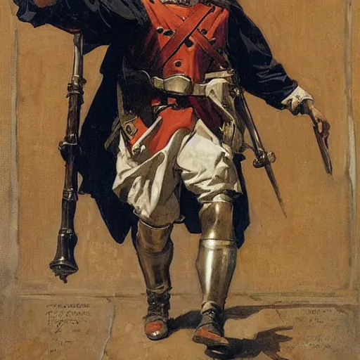 Image similar to maximalist medieval foot soldier, by j. c. leyendecker