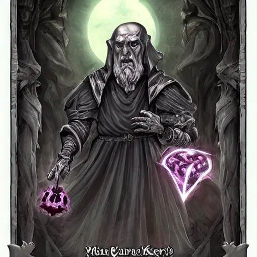 Prompt: dark, evil necromancer with the face of a kind gentle wise old man