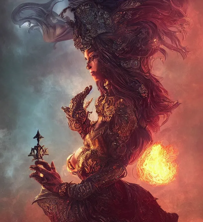 Image similar to unreal engine render + a goddess, tarot card, dark souls colour scheme, luminal, smooth, coherent, high detailed, kerem beyit, Karol Bak, featured on artstation, instagram HD, unreal engine