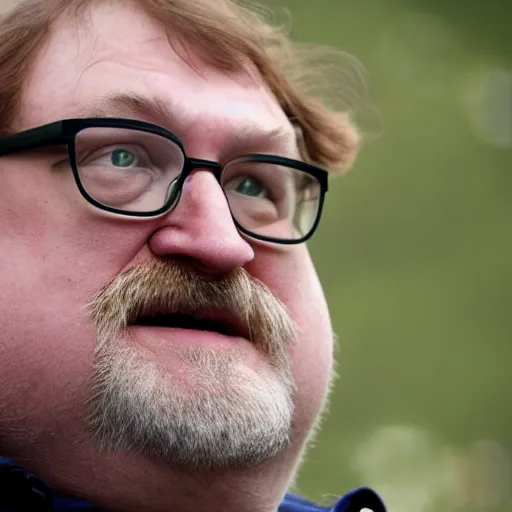 Image similar to Gabe Newell as half cat half human