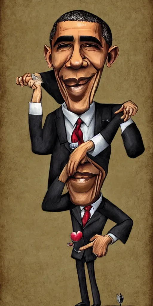 Prompt: a caricature of obama by alexander jansson