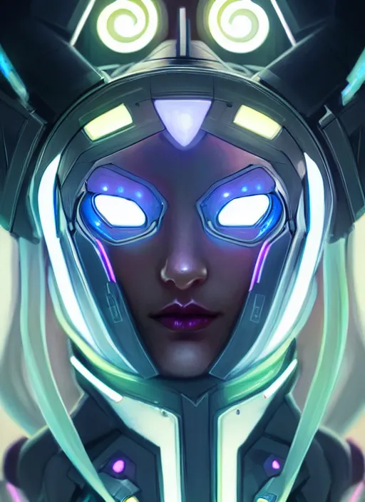 Prompt: symmetry portrait of dva from overwatch, closeup, sci - fi, tech wear, glowing lights intricate, elegant, highly detailed, digital painting, artstation, concept art, smooth, sharp focus, illustration, art by artgerm and greg rutkowski and alphonse mucha